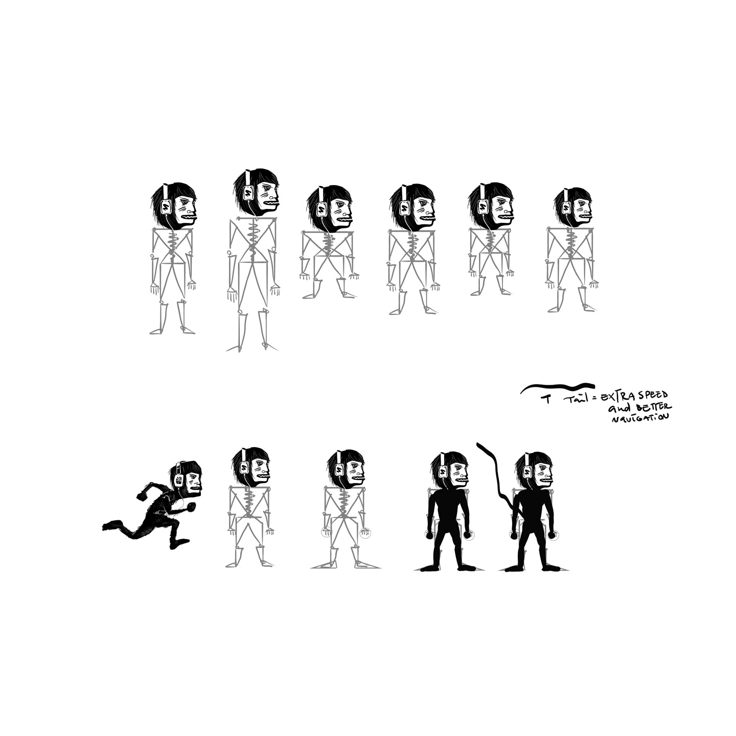 Character design — run cycle and silhouette pass