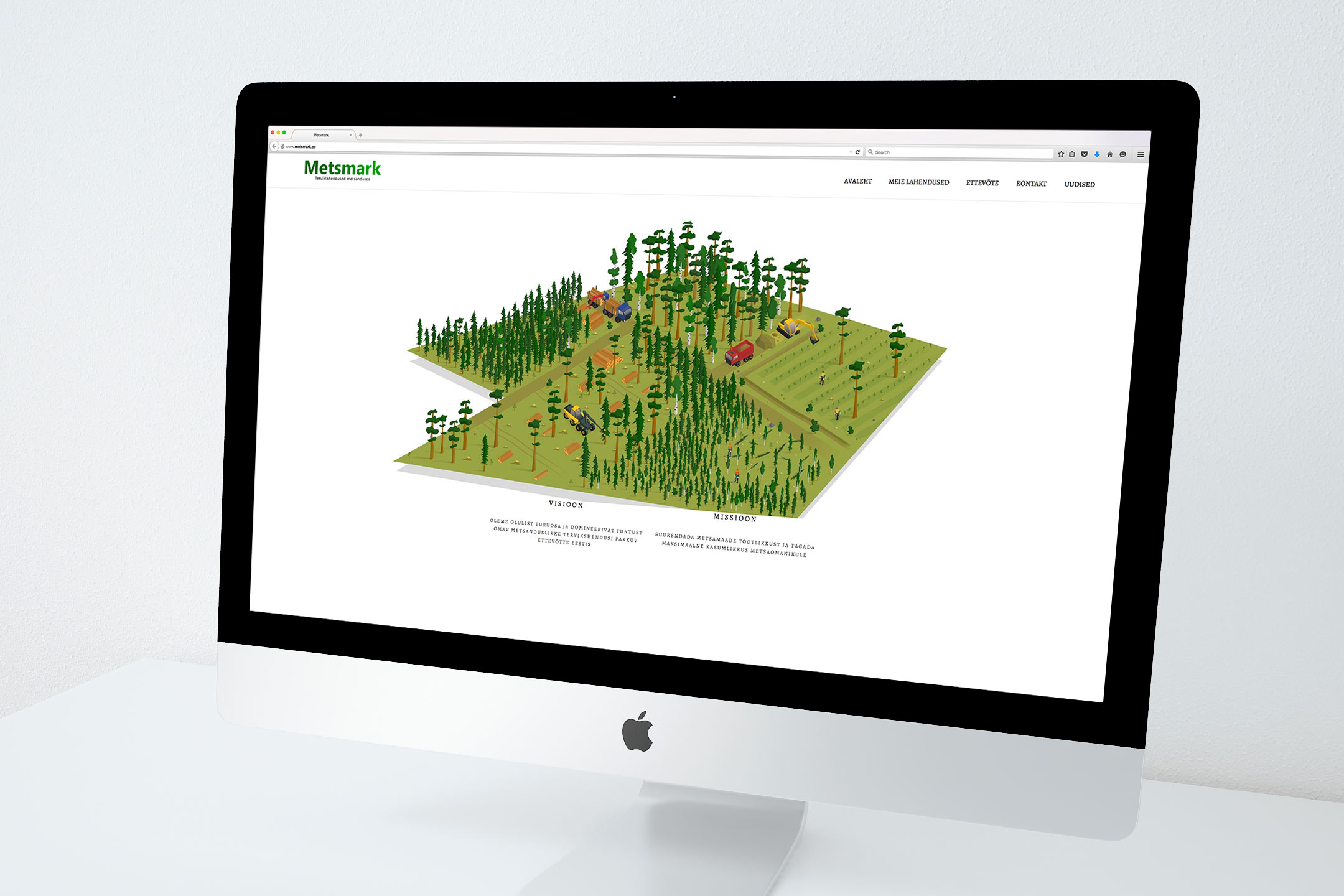 Metsmark — the site and its isometric forest illustration